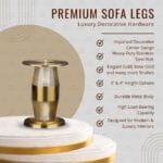 SL Bullet premium metal sofa leg by STYLEX with gold, rose gold, black and decorative center finishes, heavy-duty furniture leg for sofas and beds.