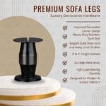 SL Bullet premium metal sofa leg by STYLEX with gold, rose gold, black and decorative center finishes, heavy-duty furniture leg for sofas and beds.