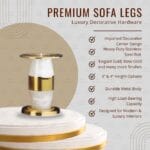 SL Bullet premium metal sofa leg by STYLEX with gold, rose gold, black and decorative center finishes, heavy-duty furniture leg for sofas and beds.