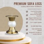 StyleX SL Rembo premium decorative sofa legs in gold, rose gold, black and pearl finishes – modern luxury furniture hardware