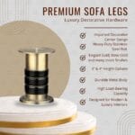 Premium metal sofa legs in gold, rose gold, black and pearl finishes – StyleX SL Venue decorative furniture hardware since 1998