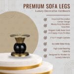 StyleX SL Rembo premium decorative sofa legs in gold, rose gold, black and pearl finishes – modern luxury furniture hardware
