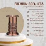 Premium metal sofa legs in gold, rose gold, black and pearl finishes – StyleX SL Venue decorative furniture hardware since 1998