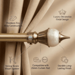 Close-up detail of StyleX NT 1137 curtain finial showing premium pearl texture and metallic finish