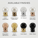 StyleX NT 0999 curtain finial available in gold, rose gold, black and pearl finishes