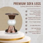 StyleX SL Rembo premium decorative sofa legs in gold, rose gold, black and pearl finishes – modern luxury furniture hardware