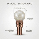 Close-up of StyleX NT 0999 curtain finial with decorative glass sphere design