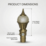 StyleX NT 1137 curtain finial dimensions compatible with 25mm curtain rod decorative hardware