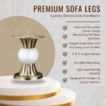 StyleX SL Rembo premium decorative sofa legs in gold, rose gold, black and pearl finishes – modern luxury furniture hardware