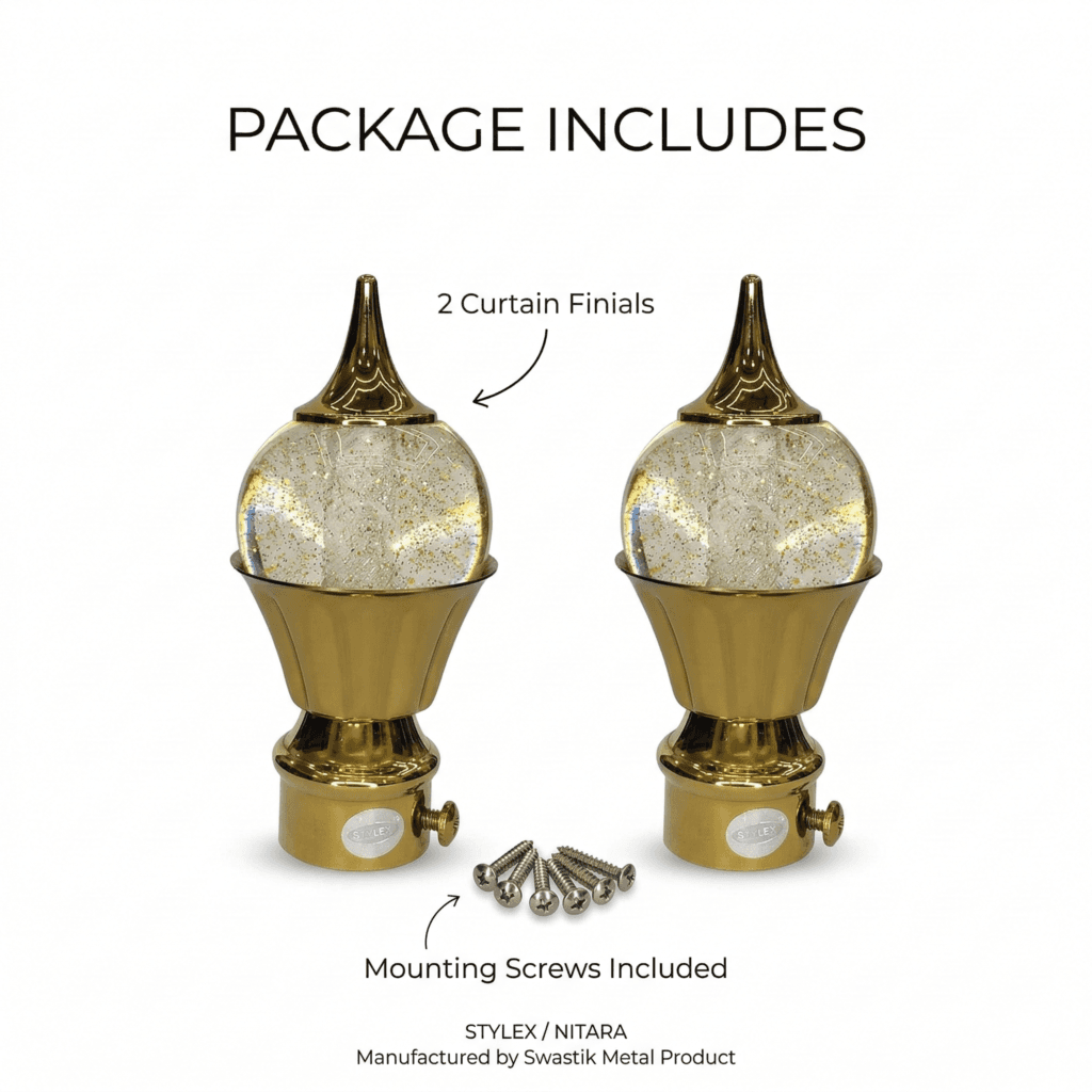 StyleX premium zinc alloy curtain finial with pearl decorative design for curtain rod ends