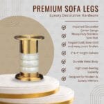 Premium metal sofa legs in gold, rose gold, black and pearl finishes – StyleX SL Venue decorative furniture hardware since 1998